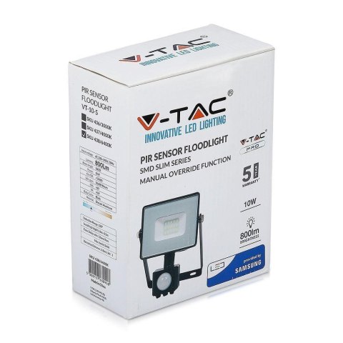 Naświetlacz LED V-TAC 10W SAMSUNG CHIPczarny VT-10-S-B 6400K 800lm