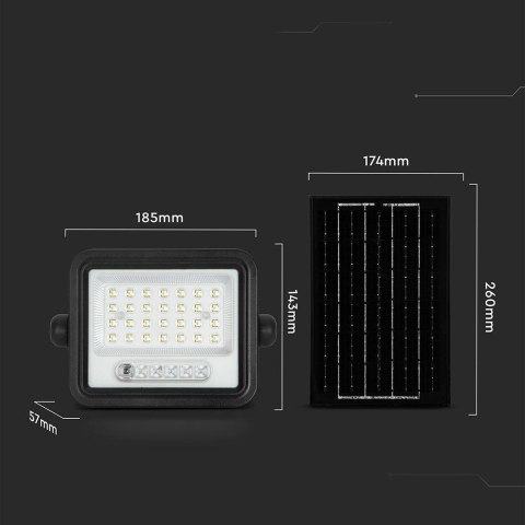 Naświetlacz LED solarny V-TAC 6W CCT pilot auto timer IP65 czarny VT-54W 700lm