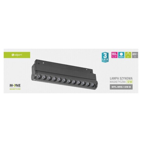 Reflektor szynowy magnetyczny liniowy, regulowany, 12 W, czarny, M-LINE DPM