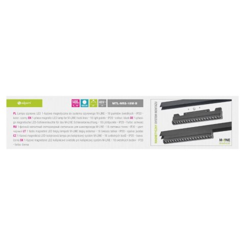 Reflektor szynowy magnetyczny liniowy, regulowany, 18 W, 1400 lm, 4000 K, czarny, M-LINE DPM