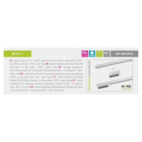 Reflektor szynowy magnetyczny liniowy, regulowany, 6 W, 480 lm, 4000 K, biały, M-LINE DPM
