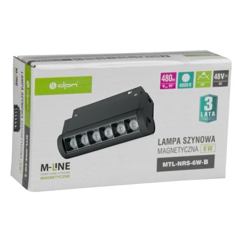 Reflektor szynowy magnetyczny liniowy, regulowany, 6 W, 480 lm, 4000 K, czarny, M-LINE DPM
