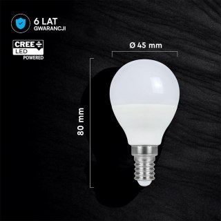 Żarówka LED V-TAC CREE CHIP 6,5W E14 kulka P45 VT-270 4000K 600lm
