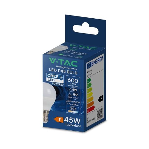 Żarówka LED V-TAC CREE CHIP 6,5W E14 kulka P45 VT-270 4000K 600lm