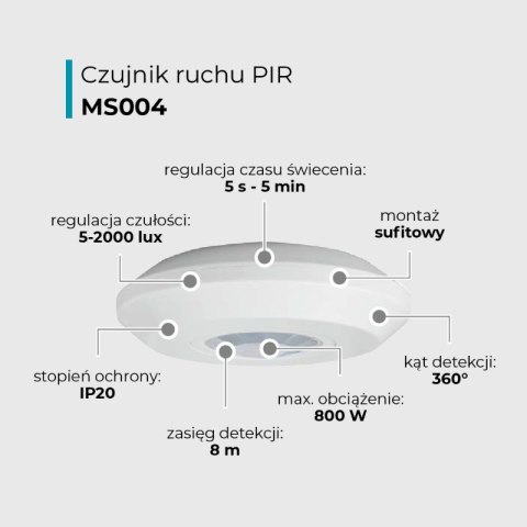 Czujnik ruchu PIR, IP20, biały DPM