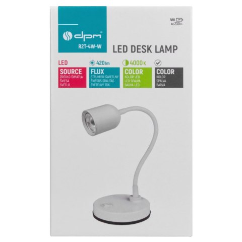 Lampka biurkowa LED, 4 W, 420 lm, 4000 K, biała DPM