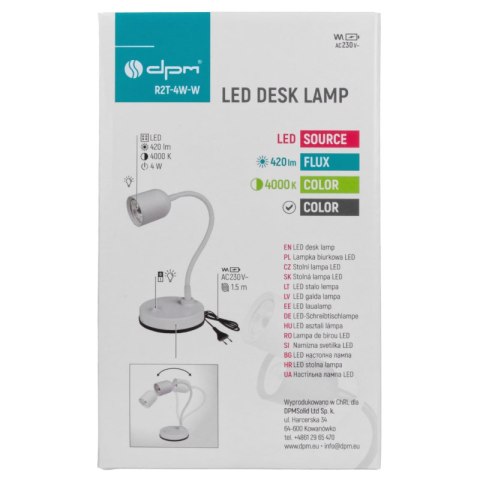 Lampka biurkowa LED, 4 W, 420 lm, 4000 K, biała DPM