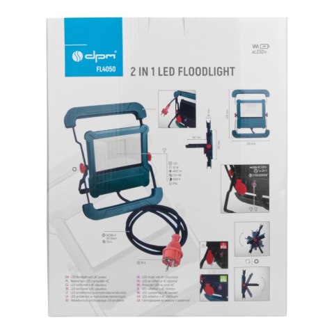 Naświetlacz LED z gniazdem AC 230 V, 4500 lm, 5000 K, IP54, zielony DPM