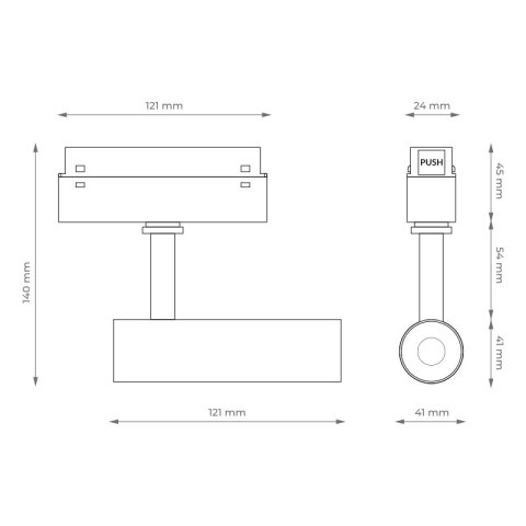 Reflektor szynowy magnetyczny, 10 W, 800 lm, 4000 K, biały, M-LINE DPM