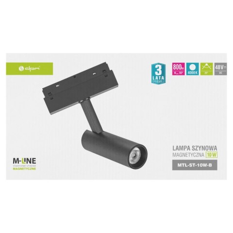 Reflektor szynowy magnetyczny, 10 W, 800 lm, 4000 K, czarny, M-LINE DPM