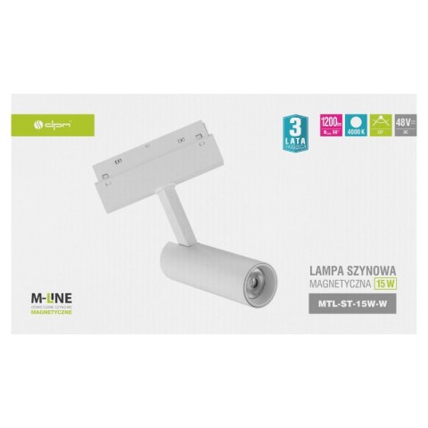Reflektor szynowy magnetyczny, 15 W, 1200 lm, 4000 K, biały, M-LINE DPM