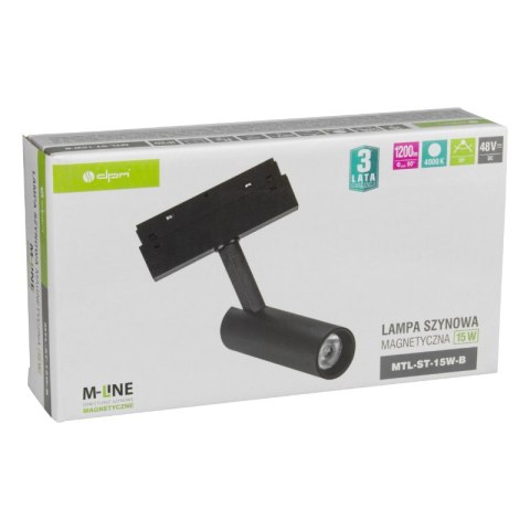 Reflektor szynowy magnetyczny, 15 W, 1200 lm, 4000 K, czarny, M-LINE DPM