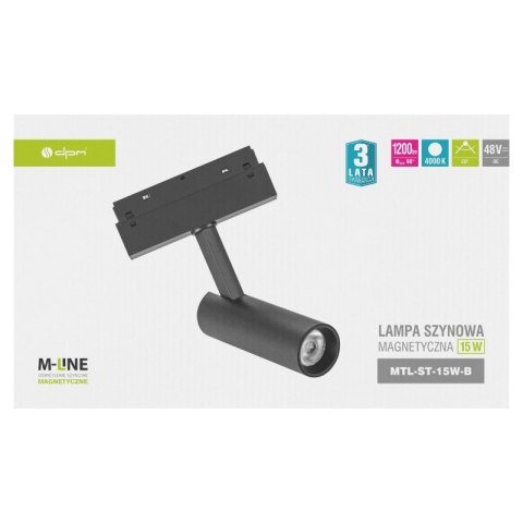 Reflektor szynowy magnetyczny, 15 W, 1200 lm, 4000 K, czarny, M-LINE DPM