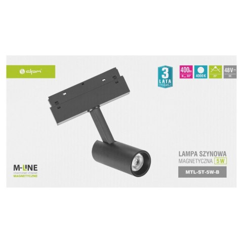 Reflektor szynowy magnetyczny, 5 W, 400 lm, 4000 K, czarny, M-LINE DPM