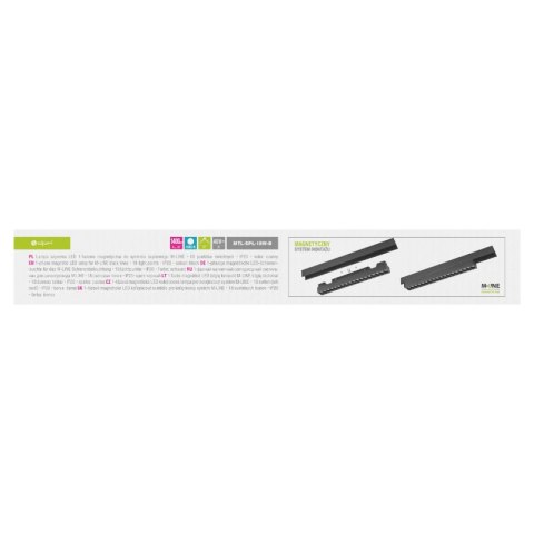 Reflektor szynowy magnetyczny liniowy, 18 W, 1400 lm, 4000 K, czarny, M-LINE DPM