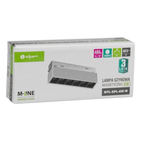 Reflektor szynowy magnetyczny liniowy, 6 W, 480 lm, 4000 K, biały, M-LINE DPM