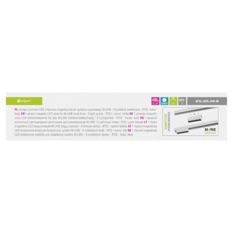 Reflektor szynowy magnetyczny liniowy, 6 W, 480 lm, 4000 K, biały, M-LINE DPM