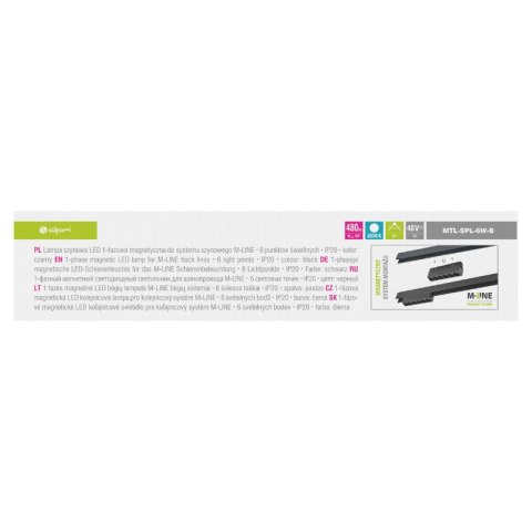 Reflektor szynowy magnetyczny liniowy, 6 W, 480 lm, 4000 K, czarny, M-LINE DPM