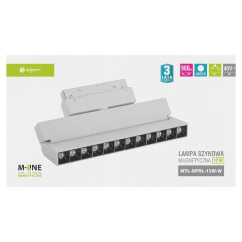 Reflektor szynowy magnetyczny liniowy, regulowany, 12 W, 960 lm, 4000 K, biały, M-LINE DPM