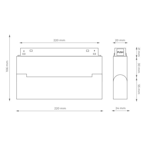 Reflektor szynowy magnetyczny liniowy, regulowany, 12 W, 960 lm, 4000 K, biały, M-LINE DPM