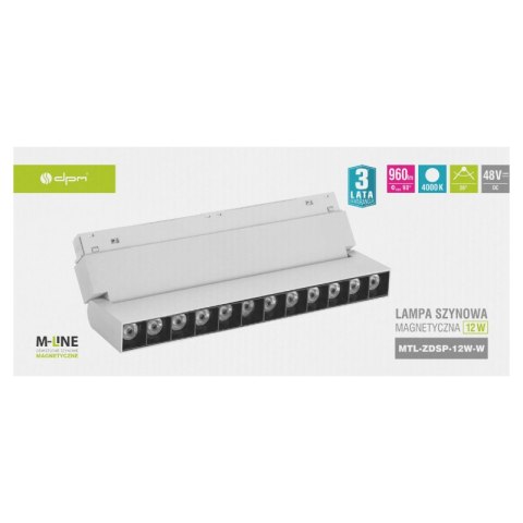 Reflektor szynowy magnetyczny liniowy, regulowany, 12 W, 960 lm, 4000 K, biały, M-LINE DPM