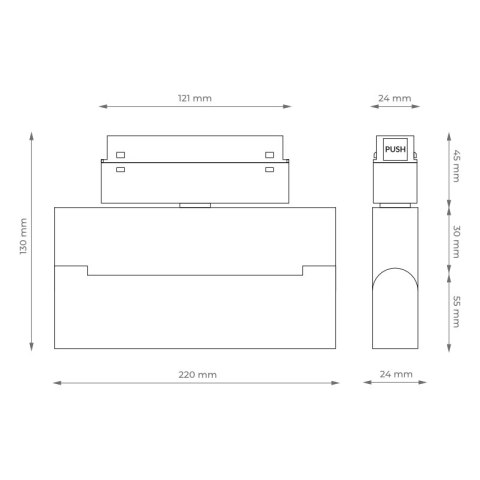 Reflektor szynowy magnetyczny liniowy, regulowany, 12 W, 960 lm, 4000 K, czarny, M-LINE DPM