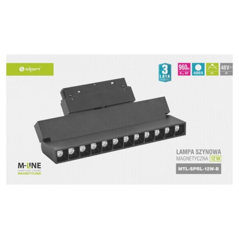 Reflektor szynowy magnetyczny liniowy, regulowany, 12 W, 960 lm, 4000 K, czarny, M-LINE DPM