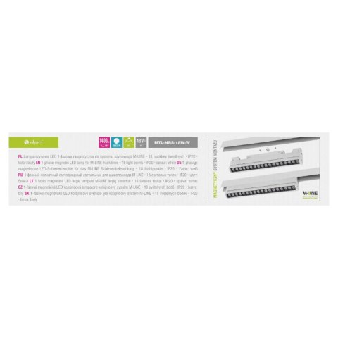 Reflektor szynowy magnetyczny liniowy, regulowany, 18 W,1400 lm, 4000 K, biały, M-LINE DPM