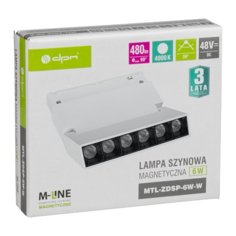 Reflektor szynowy magnetyczny liniowy, regulowany, 6 W, 480 lm, 4000 K, biały, M-LINE DPM