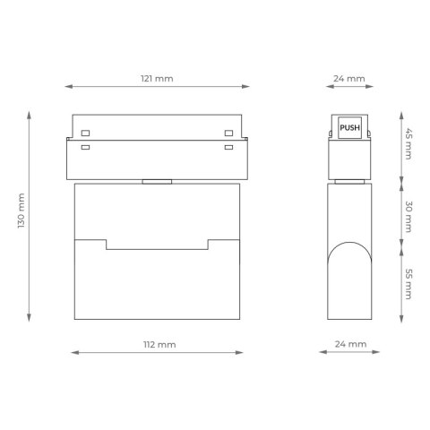Reflektor szynowy magnetyczny liniowy, regulowany, 6 W, 480 lm, 4000 K, czarny, M-LINE DPM