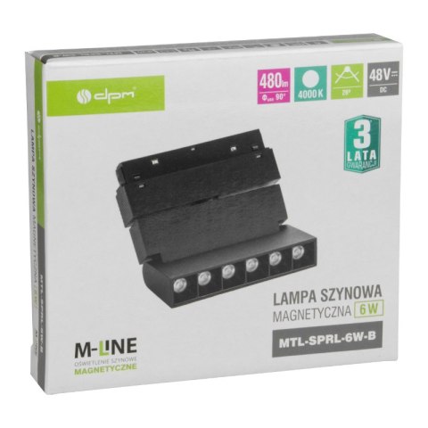 Reflektor szynowy magnetyczny liniowy, regulowany, 6 W, 480 lm, 4000 K, czarny, M-LINE DPM