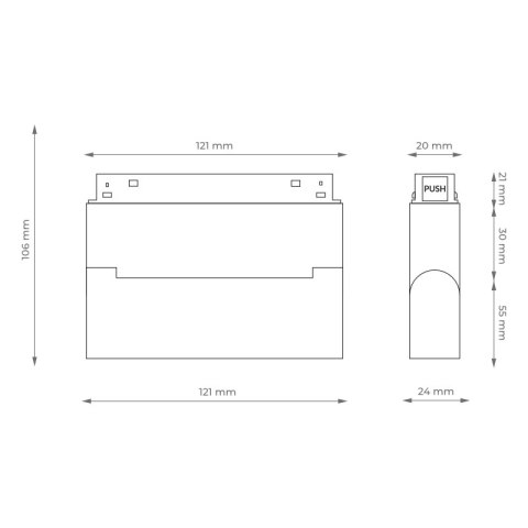 Reflektor szynowy magnetyczny liniowy, regulowany, 6 W, 480 lm, 4000 K, czarny, M-LINE DPM