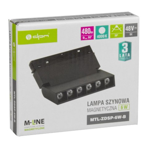 Reflektor szynowy magnetyczny liniowy, regulowany, 6 W, 480 lm, 4000 K, czarny, M-LINE DPM