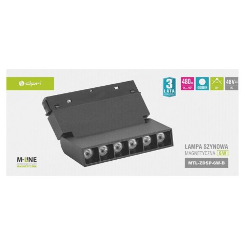 Reflektor szynowy magnetyczny liniowy, regulowany, 6 W, 480 lm, 4000 K, czarny, M-LINE DPM