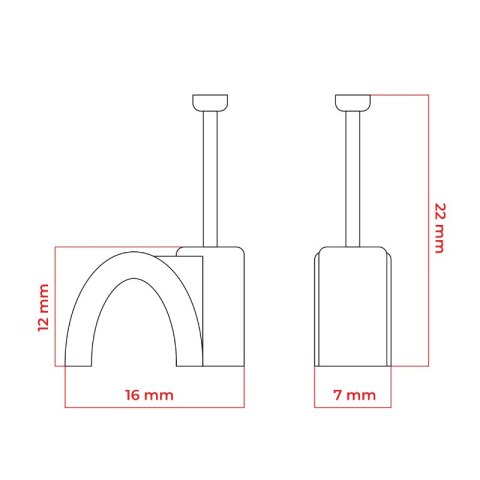 Uchwyt na kabel okrągły, fi 10 mm, czarny, 25 szt.