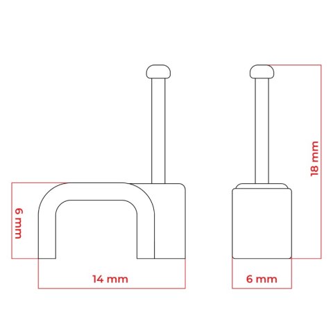 Uchwyt na kabel płaski, 2x1 mm2, biały, 25 szt.