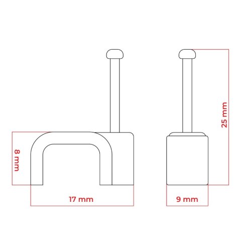 Uchwyt na kabel płaski, 3x1.5 mm2, biały, 25 szt.