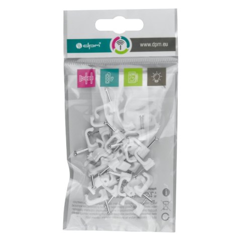Uchwyt na kabel płaski, 3x1.5 mm2, biały, 25 szt.