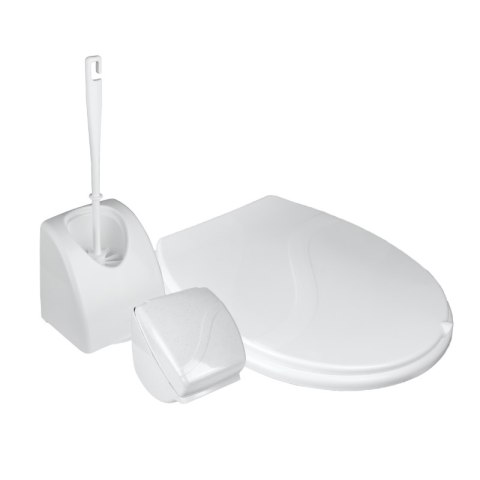 Zestaw WC - deska, szczotka, uchwyt na papier, biały DPM