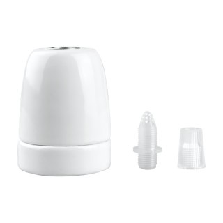 Ceramiczna oprawka do żarówki E27, biała DPM