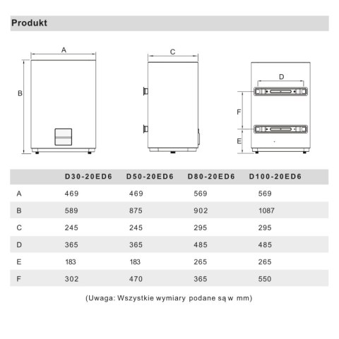 Elektryczny podgrzewacz wody akumulacyjny, 50 l, D50-20ED6, Midea
