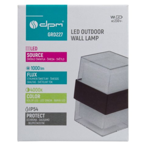 Kinkiet zewnętrzny LED, 10 W, 1000 lm, 4000 K, IP54, czarny