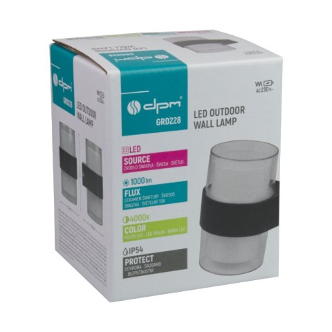 Kinkiet zewnętrzny LED, 10 W, 1000 lm, 4000 K, IP54, czarny