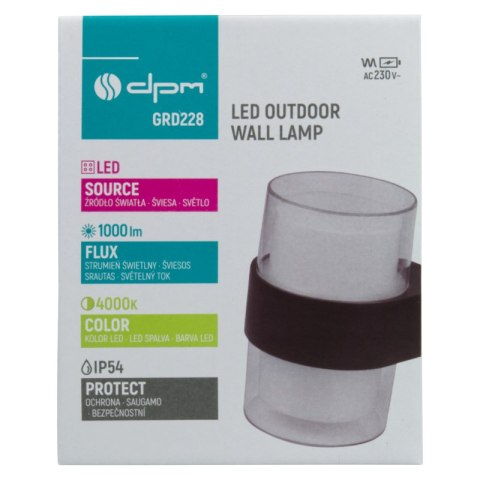 Kinkiet zewnętrzny LED, 10 W, 1000 lm, 4000 K, IP54, czarny
