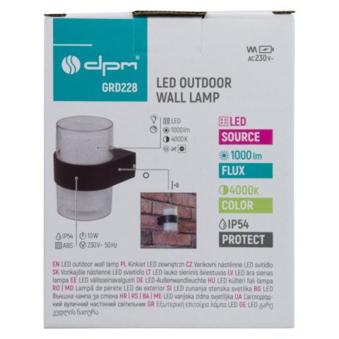Kinkiet zewnętrzny LED, 10 W, 1000 lm, 4000 K, IP54, czarny