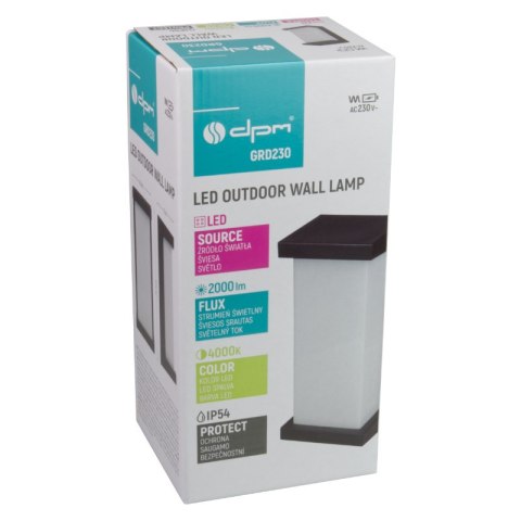 Kinkiet zewnętrzny LED, 18 W, 1800 lm, 4000 K, IP54, czarny
