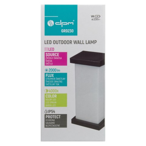 Kinkiet zewnętrzny LED, 18 W, 1800 lm, 4000 K, IP54, czarny