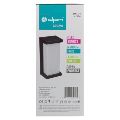Kinkiet zewnętrzny LED, 18 W, 1800 lm, 4000 K, IP54, czarny