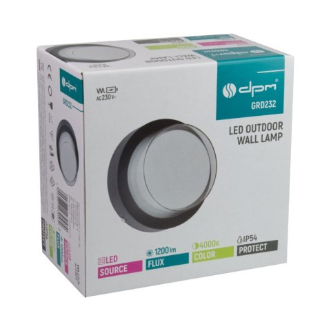 Kinkiet zewnętrzny LED, 18 W, 1800 lm, 4000 K, IP54, czarny