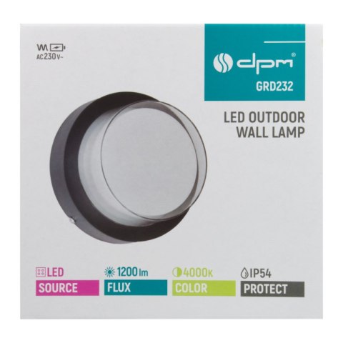 Kinkiet zewnętrzny LED, 18 W, 1800 lm, 4000 K, IP54, czarny